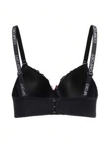 SHEIN 1pc Sexy Lace Patchwork Sheer Minimalist Lift & Support Wireless Bra For Small Bust - Multicolor - View 3