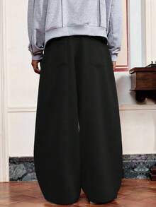 SWAVVY Men's Casual Dark Grey Sweatpants, Standard Size, Pockets, Curved Leg