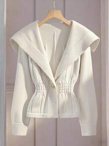 Franclia 女士冬季优雅白色纯色V领宽松长袖纽扣针织开衫，保暖舒适，适合2025年秋季和圣诞节、新年、感恩节派对等场合。 - 白色 - 查看 1