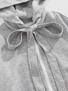 ROMWE MEN Men's Casual Solid Color Hoodie, Fall - Grey - View 3