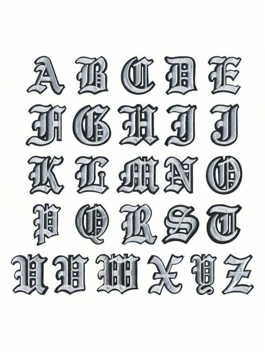 1/ 10/26 miếng vá thêu chữ cái viền đen, có thể ủi hoặc may lên quần áo, dùng để sửa chữa và trang trí đồ thủ công DIY, trang phục. - Xám - Xem 1