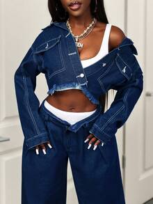 BamGleam 时尚性感女式牛仔夹克和外套 - 藍色 - 查看 8