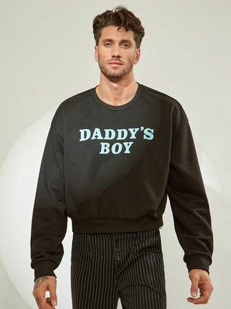 FeverCity Fever City Casual Elastic Crew Neck Loose Cropped Sweatshirt, For Fall Winter