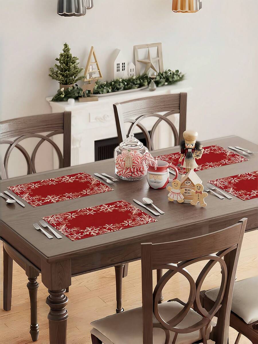 Cirelle 1/4 miếng lót đĩa chủ đề Giáng sinh kèm khăn trải bàn. Chủ đề màu đỏ làm nổi bật không gian nhà hàng, không dễ phai màu và dễ vệ sinh. Đây là một trong những lựa chọn quà tặng Giáng sinh. - Thảm ăn Giáng sinh - Xem 1
