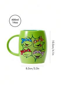 TEENAGE MUTANT NINJA TURTLES | SHEIN 420ml Cartoon Turtle Printed Ceramic Mug - Green - View 4