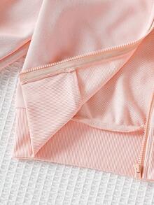 Genkimix Kids 少女白色可爱蕾丝蝴蝶结丝带连帽夹克 - 珊瑚粉 - 查看 8