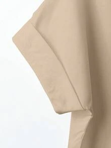 Franclia Camisa de mujer con diseño francés de alta gama, suelta, con mangas de murciélago y solapa - Albaricoque - Ver 7