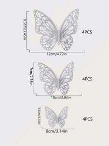 12Pcs/24Pcs Hollow Butterfly Wall Decals 3D Butterflies Stickers DIY Removable PVC Refraction Shiny Gold Silver Rose Gold Multicolor Art Decor For Kids Girls Bedroom Wedding Decoration Living Room Home Decor - Rose Gold - View 5