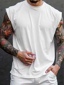 Manfinity Homme Plus Size Men Casual Solid Color Tank Top Muscle Shirts For Men Men Muscle Shirts Gym Shirts For Men Men Workout Shirts Men Muscle Shirts Pack