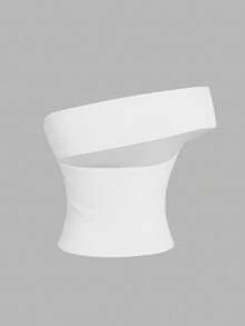 SHEIN EZwear 三合一白色女士休闲性感紧身上衣套装，适合日常穿着 - 白色 - 查看 7