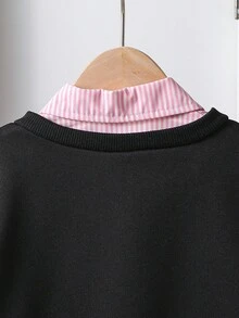 Elladie kids 3件套年轻女孩休闲条纹衬衫+心形印花背心+裤子套装，秋冬 - 彩色 - 查看 4