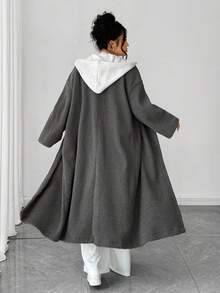 Elenzga Áo khoác cardigan dài dáng rộng, cổ chữ V nhiều màu, chất liệu vải lông mịn, mới, phù hợp cho kỳ nghỉ, hẹn hò, đi làm hàng ngày, du lịch ngoài trời, v.v. - Nhiều màu - Xem 3