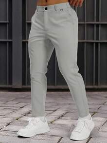 Manfinity Homme 男式纯色口袋直筒正装长裤