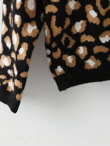 GlowEve Áo len dài tay cổ tròn họa tiết da báo thường ngày dành cho nữ, Thu/Đông - Nhiều màu - Xem 5