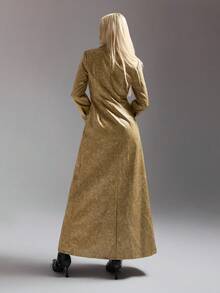 SHEIN ICON 女式 Y2K 摩托车风格水洗 PU 索环系带长袖修身性感夹克秋冬女装 - 卡其色 - 查看 2