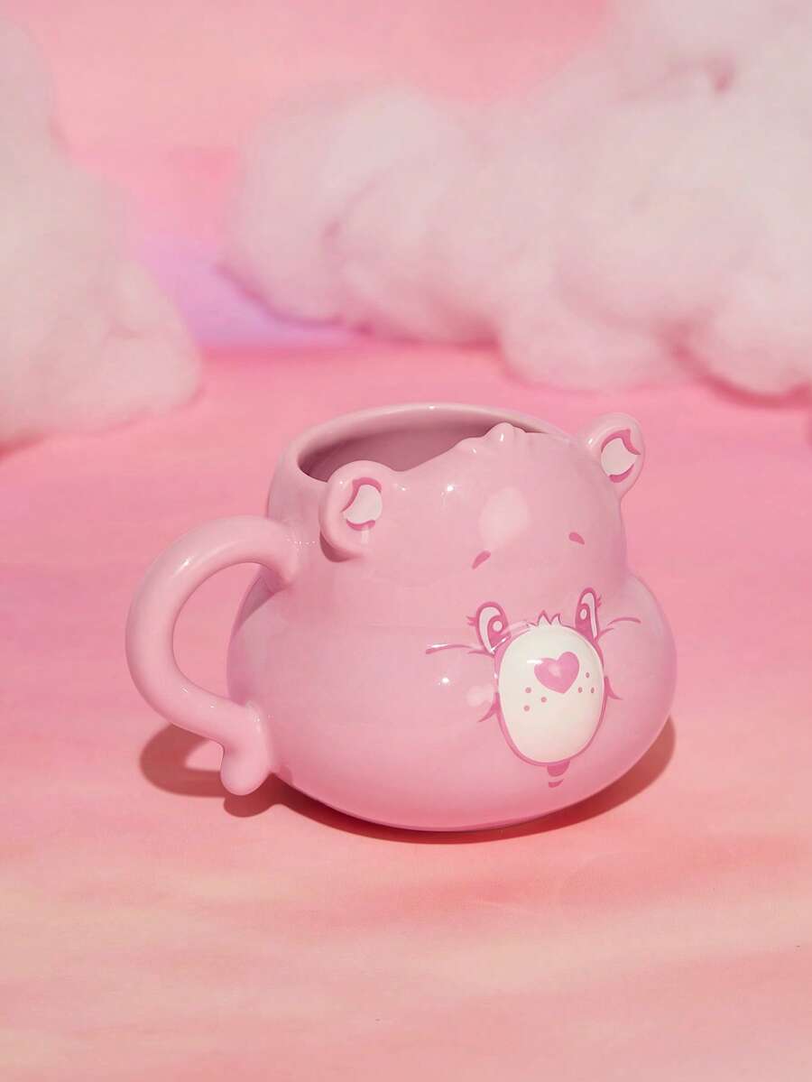 SHEIN X Care Bears Cốc gốm hình gấu hoạt hình màu hồng 450ml, Quà tặng - Hồng - Xem 1