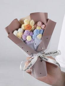 SHEIN 母亲节妇女节手工针织泡芙花束迷你纱线插花创意家居装饰礼物创意钩针工艺柔软纹理中心装饰 - 彩色 - 查看 15