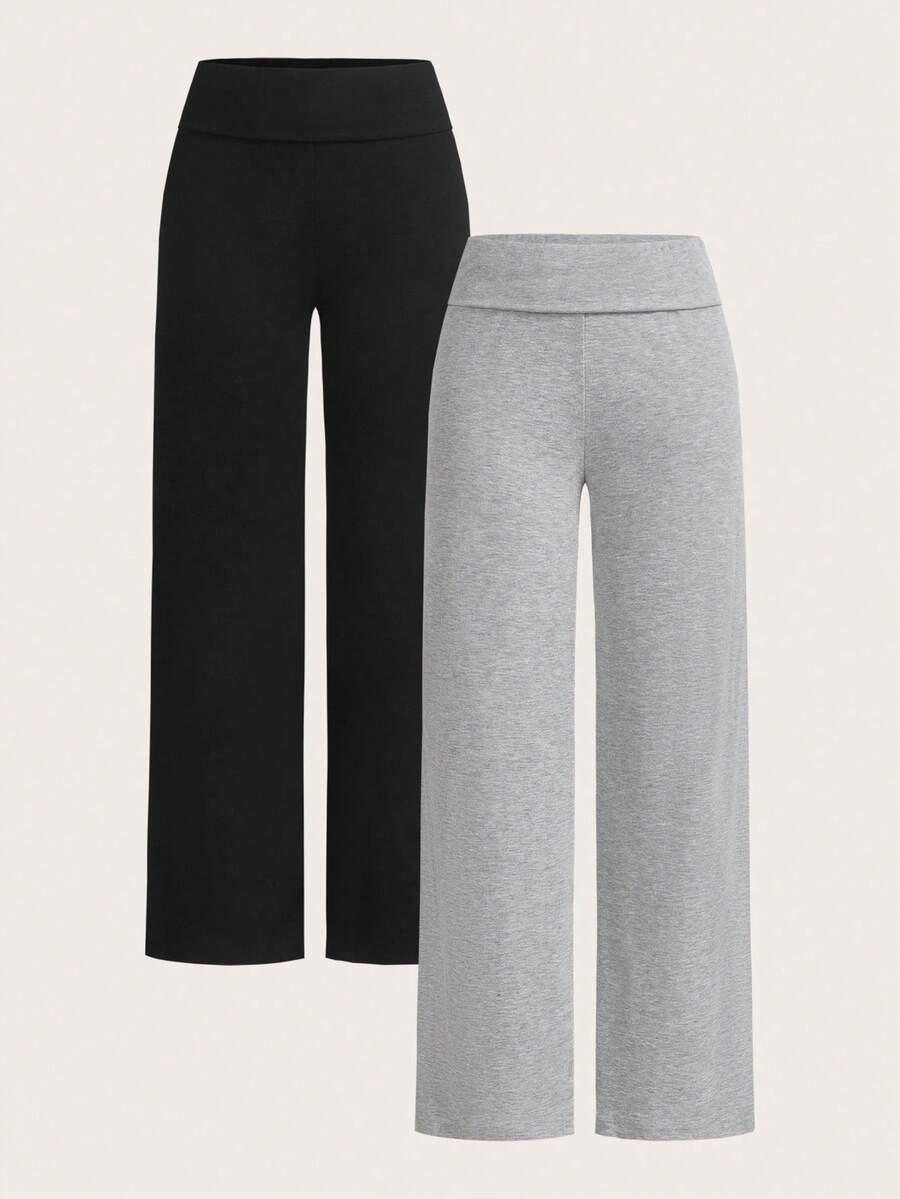 Girlism 2 件套青少年女童高腰阔腿直筒休闲裤,适合夏季 - 彩色 - 查看 1