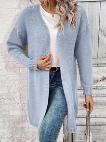 EMERY ROSE Damen Lässiger Alltags-Pendler einfarbiger Langarm Strickjacke, Herbst/Winter