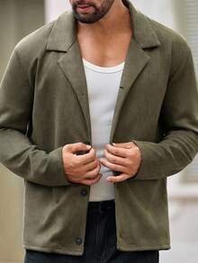 Manfinity NXTstreet 男士纯色翻领长袖休闲纽扣夹克，适合日常穿着男士夏季夹克男士休闲装男士夹克男士休闲装，老款，秋季，冬季 - 彩色 - 查看 3