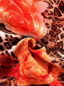 Soleia Women's Chiffon Leopard Print Shirt,All Shades Of Brown,Autumn,Boho,Tea Party,Holiday Ruffle Tie Top For Wedding,Beach,Music Festival,Vacation - Brown - View 7