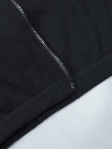 Manfinity Roghcode Áo khoác nam lót lông cừu Sherpa, túi thường ngày, khóa kéo nhiều màu, thích hợp đi học, đi làm, mùa đông, phong cách Grunge - màu đen - Xem 5