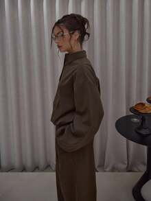 MUSERA 领口细节尼龙口袋收紧弹力下摆防风上衣（仅上衣）街头风可爱优雅休闲性感外出秋季圣诞节圣诞节，优雅节日，假日，派对