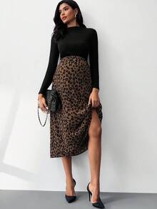 SHEIN MaterniWear 秋冬孕妇两件套新年女装 - 黑色 - 查看 5