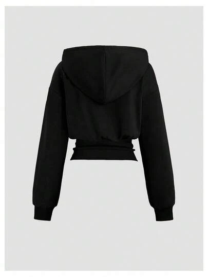 Sweetra Sudadera con capucha, cintura ceñida y mangas largas para mujer, color marrón, para otoño/invierno