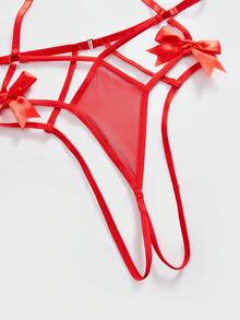 Exotic-Bondage 情人节性感蝴蝶结镂空连体袜配渔网袜3件套