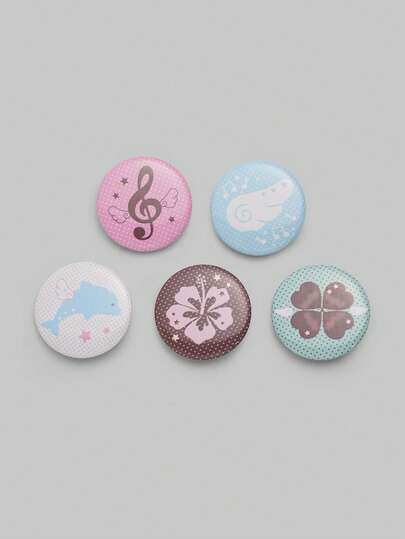 ROMWE Anime 3.2 Cm / 1.26 Inches Note, Dolphin, Tropical Flowers, Decorative Pins, Brooches, Badges, Buttons For Sewing Onto Clothes, Bags, Backpacks, Great Gifts For Friends And Family