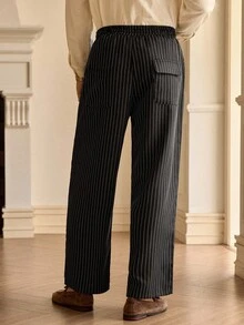 Manfinity NXTstreet Men Woven Pocket Striped Print Drawstring Waist Pants, Fall - Multicolor - View 2