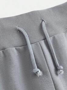 SHEIN Girlism Tween Girls' Fashion Casual Knit Flare Pants Wide Leg Sweatpants - Dusty Blue - View 4
