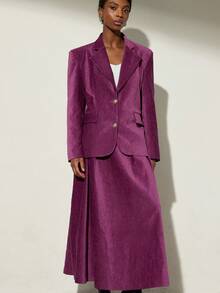 Aveloria Modichic Bộ 2 món: Áo khoác nhung dáng rộng và chân váy dài, trang phục đi làm thanh lịch cho nữ - Nhiều màu - Xem 3