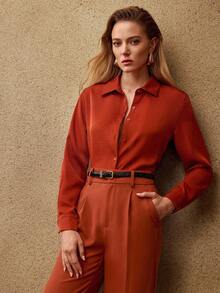 MOTF PREMIUM FALL WINTER PRESS CREASE SUIT PANTS - Burnt Orange - View 8