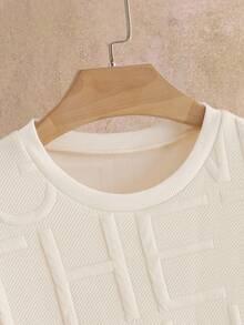 HIMLAND Men Casual Letter Embossed Design Crew Neck Long Sleeve Loose T-Shirt, Fall