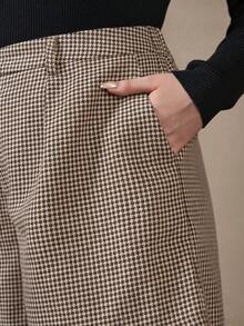 Chikora Shorts Soltos Plissados Estampa Pied-de-poule Plus Size para Mulheres, Fantasias de Inverno, Outono, Halloween, Natal, Ano Novo, Ação de Graças, Vintage - Multicolorido - Visão 6