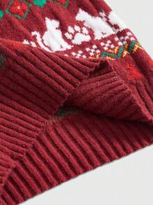 ROMWE Avant 女式圣诞费尔岛雪花图案露肩长袖毛衣和针织短裤两件套，秋冬 - 彩色 - 查看 9