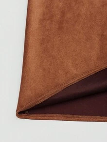 GlowEve 女士优雅系腰设计半身裙，标准尺码，秋冬 - 棕色 - 查看 5