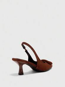 CUCCOO BIZCHIC Sandálias de Salto Alto Estileto Sem Calcanhar com Tira no Tornozelo, Bico Fino, Minimalistas e Elegantes - Castanho - Visão 5