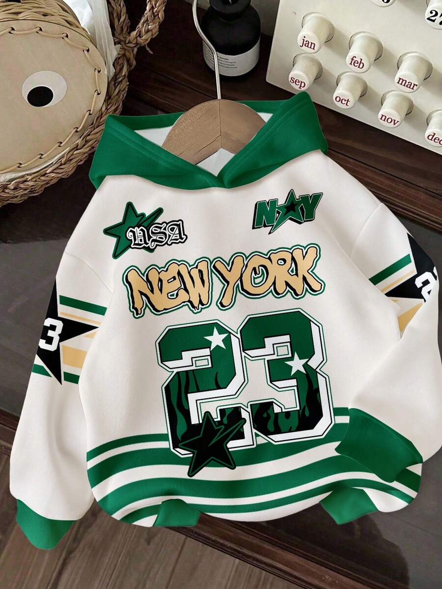 Slaydiva 女士秋装/女士冬装/Y2K风格服装/街头服饰/返校季/休闲街头风/嘻哈风/女士休闲街头印花卫衣/纽约字母图案 - 彩色 - 查看 1