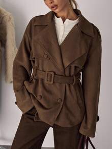 SHEIN BAE 秋冬街头风格休闲长袖女式风衣