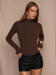 SHEIN BAE 女式纯色 PU 皮革紧身短裤