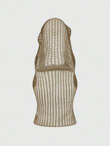 ROMWE Kawaii Y2K 破洞连帽针织上衣，百搭 - 卡其色 - 查看 4