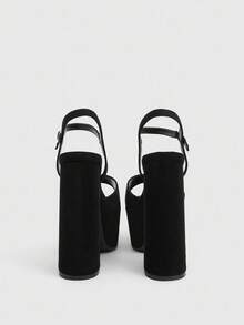 CUCCOO LuxiPop Women's Fashion Black Christmas Party/Date Night High Waterproof Platform Thick Heel High Heel Sandals - Black - View 6