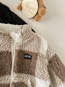 SHEIN 2 件 Babygirl 休闲蓬松豹纹立领夹克，秋冬