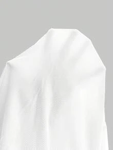 ROMWE V-Neck Casual Slim Fit Ribbed Long Sleeve T-Shirt - White - View 5