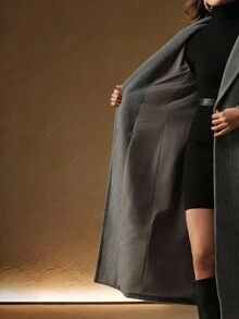 Anewsta Autumn/Winter New Korean Style Slimming Blazer Coat For Women, High-Quality Black Long Slim Fit Jacket, Elegant Winter Outerwear, New Year Party Dress