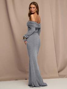 SHEIN BAE Gaun Wanita Modis Tanpa Lengan Warna Polos untuk Pesta - Grey - View 2