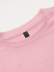 INAWLY 女士休闲时尚街头风格心形刺绣短袖 T 恤和抽绳腰条纹印花裤套装，夏季 - 粉色 - 查看 3